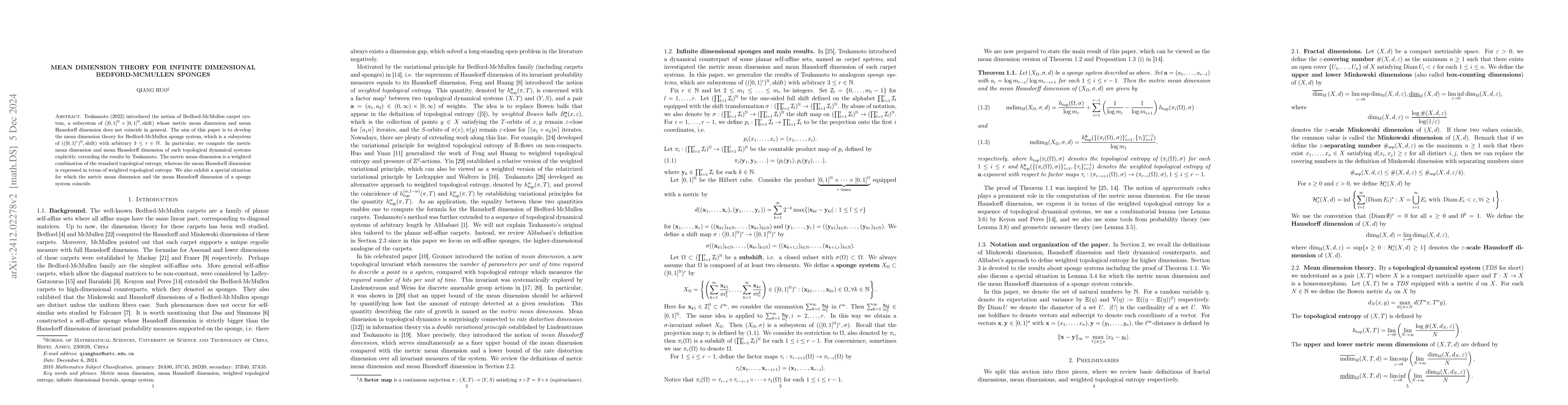 Thumbnail for Mean dimension theory for infinite dimensional Bedford-McMullen sponges