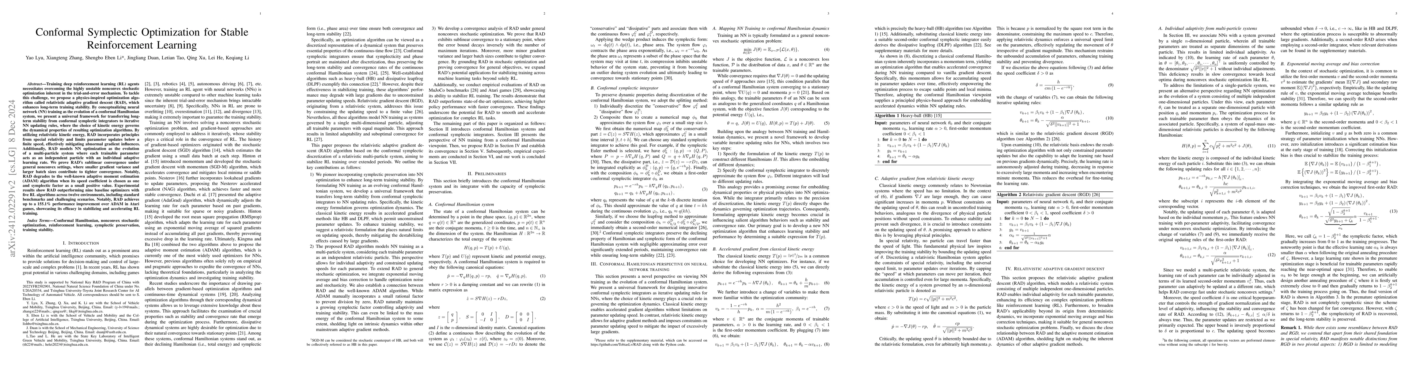 Thumbnail for Conformal Symplectic Optimization for Stable Reinforcement Learning