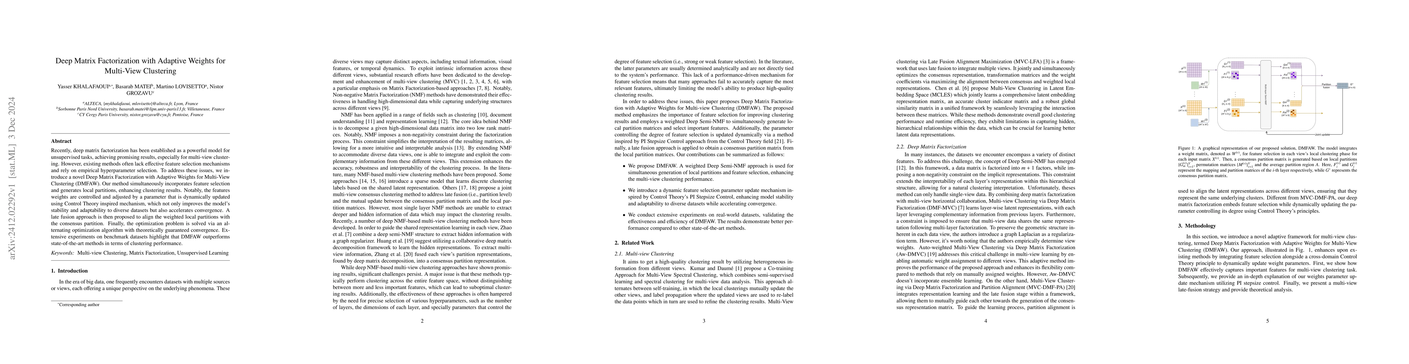 Thumbnail for Deep Matrix Factorization with Adaptive Weights for Multi-View
  Clustering