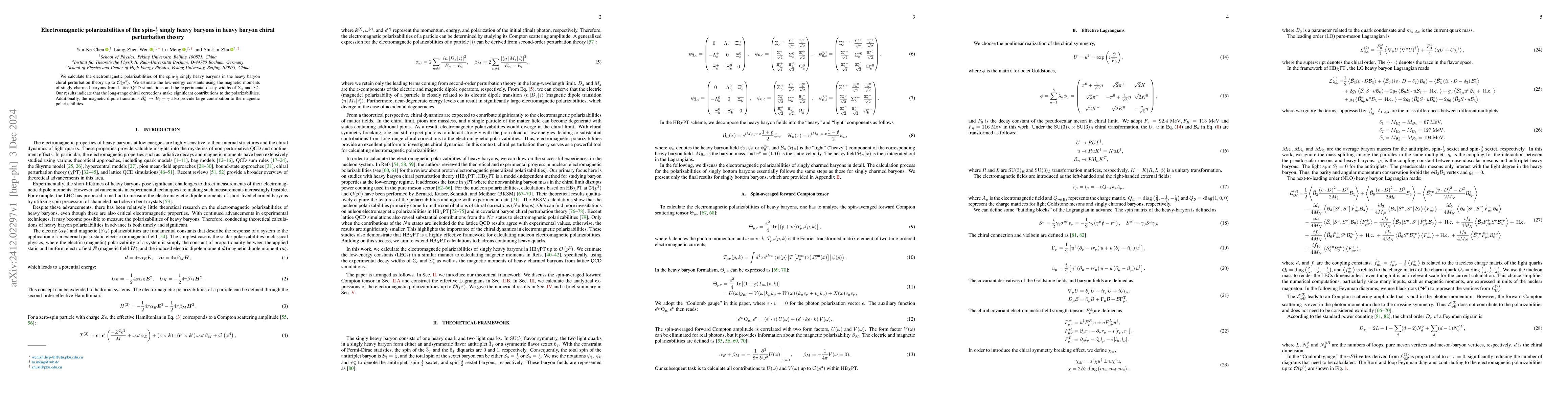 Thumbnail for Electromagnetic polarizabilities of the spin-$\frac{1}{2}$ singly heavy
  baryons in heavy baryon chiral perturbation theory