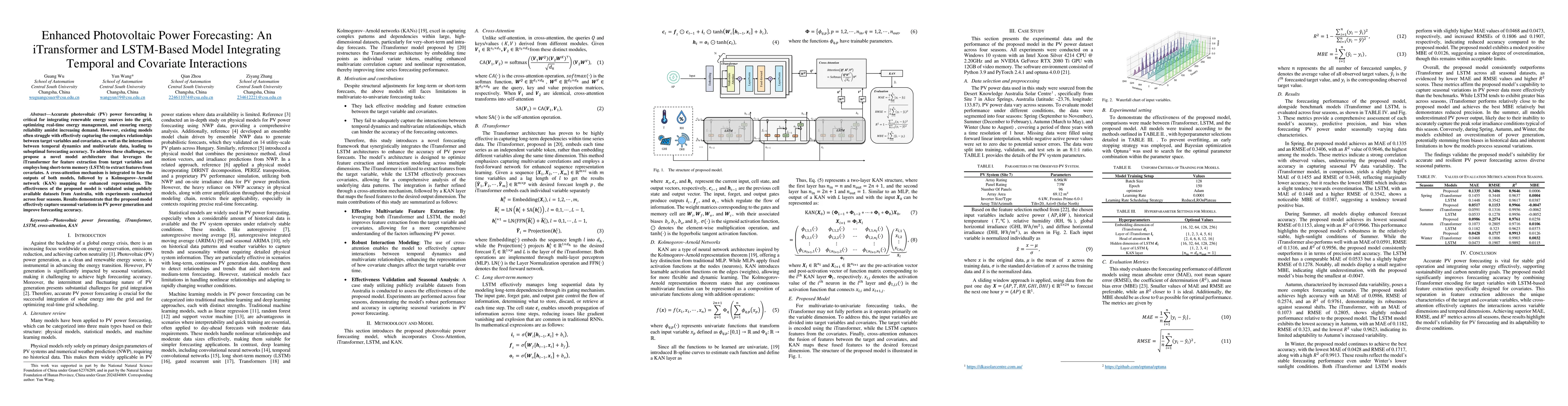 Thumbnail for Enhanced Photovoltaic Power Forecasting: An iTransformer and LSTM-Based
  Model Integrating Temporal and Covariate Interactions