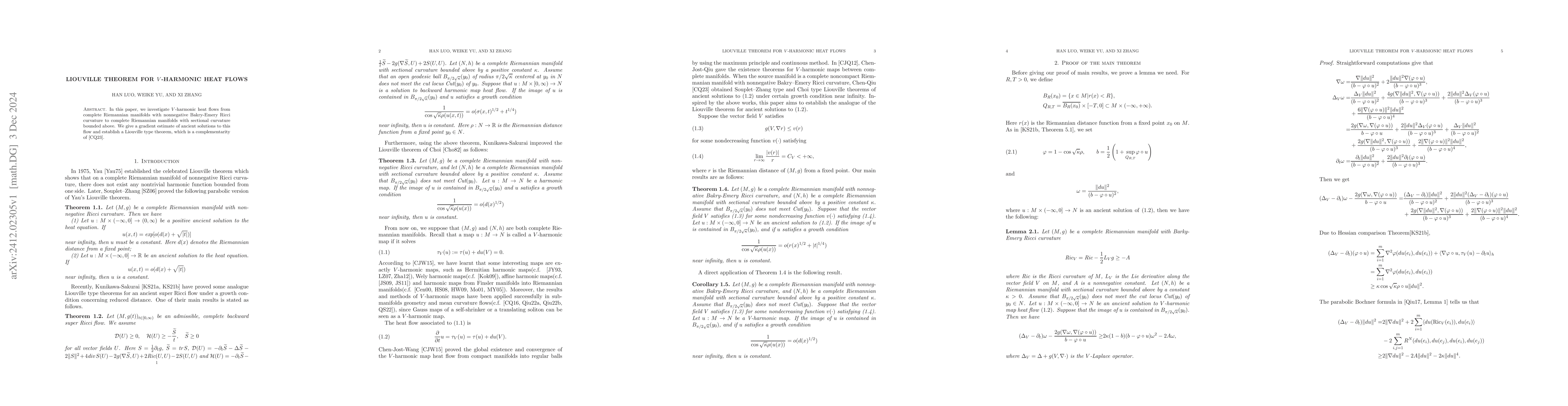 Thumbnail for Liouville theorem for $V$-harmonic heat flows