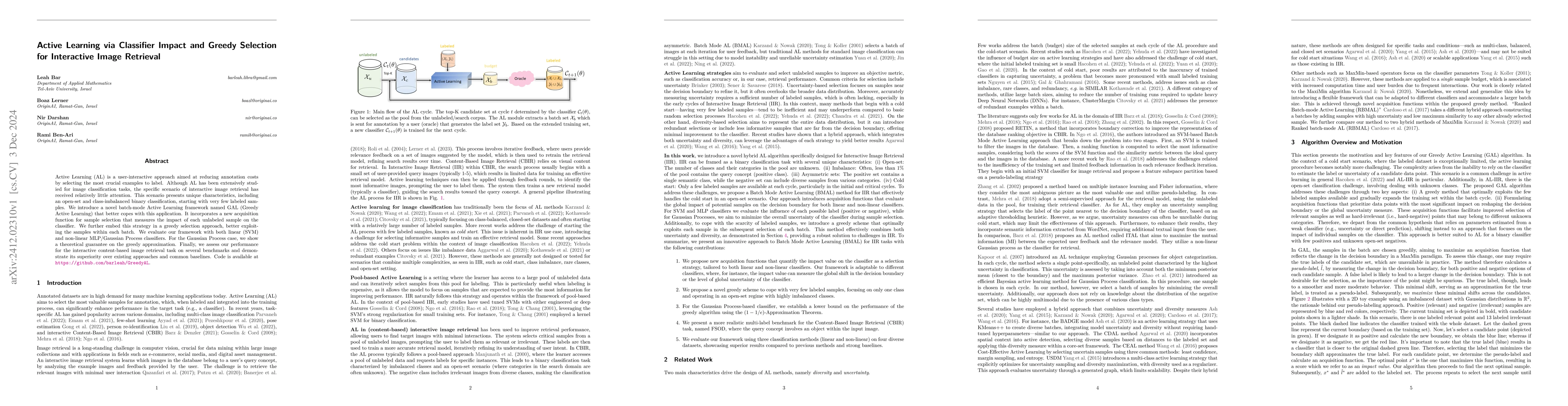 Thumbnail for Active Learning via Classifier Impact and Greedy Selection for
  Interactive Image Retrieval