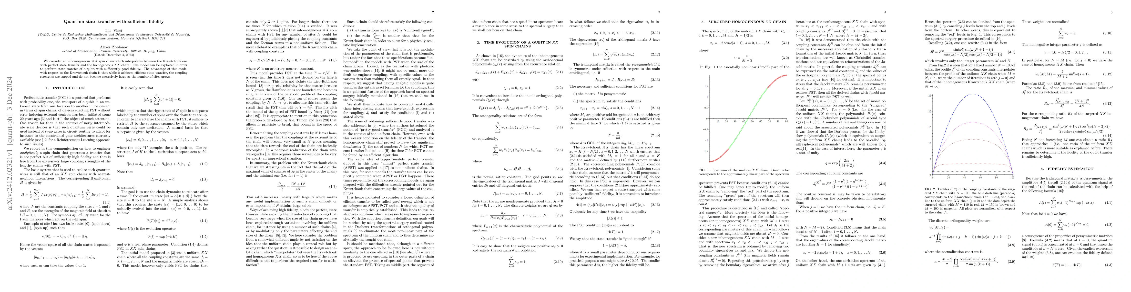 Thumbnail for Quantum state transfer with sufficient fidelity