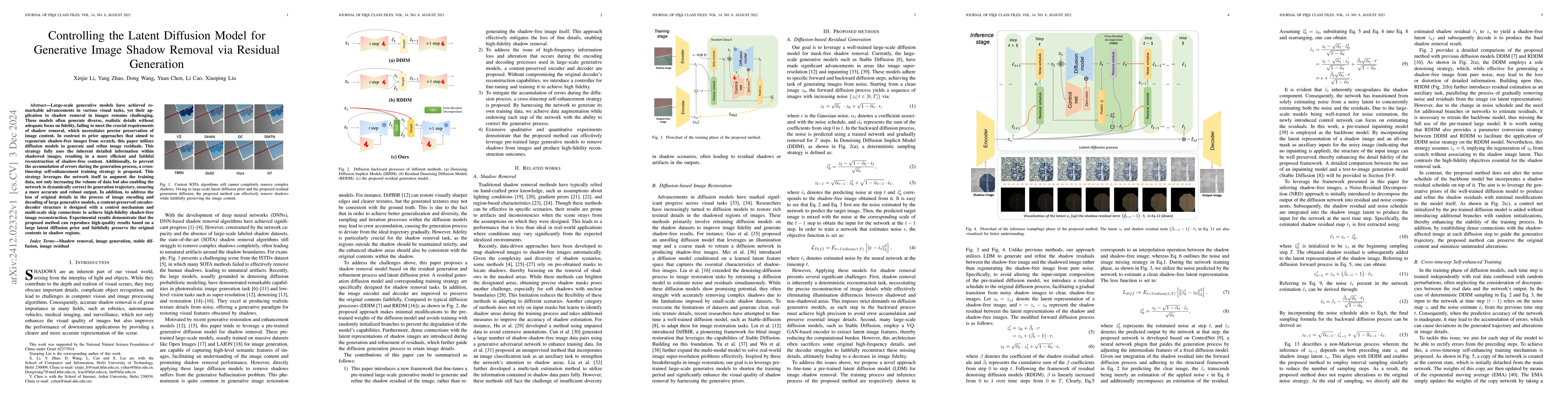 Thumbnail for Controlling the Latent Diffusion Model for Generative Image Shadow
  Removal via Residual Generation