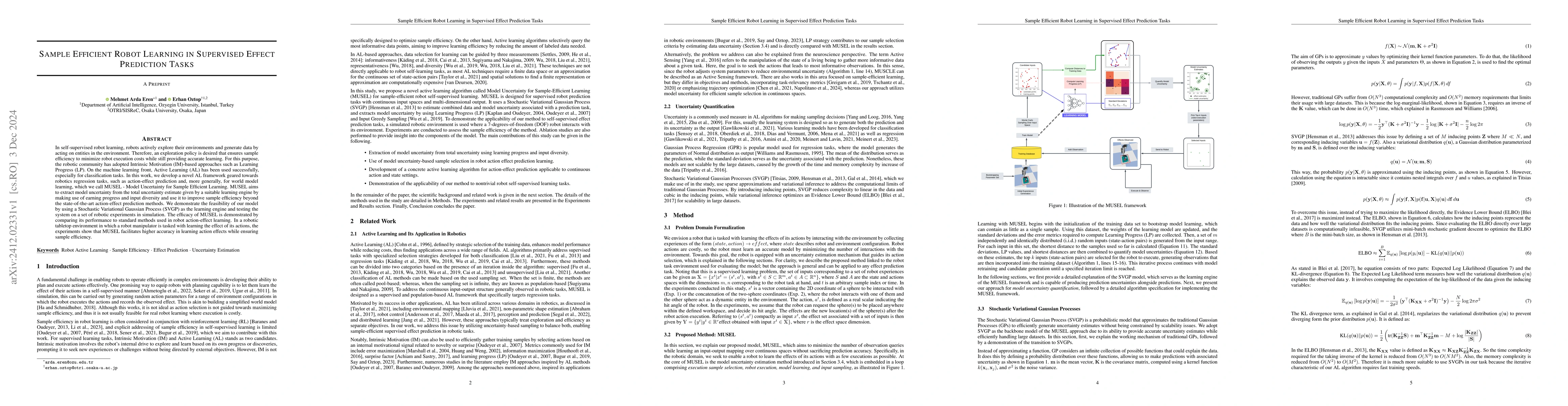 Thumbnail for Sample Efficient Robot Learning in Supervised Effect Prediction Tasks