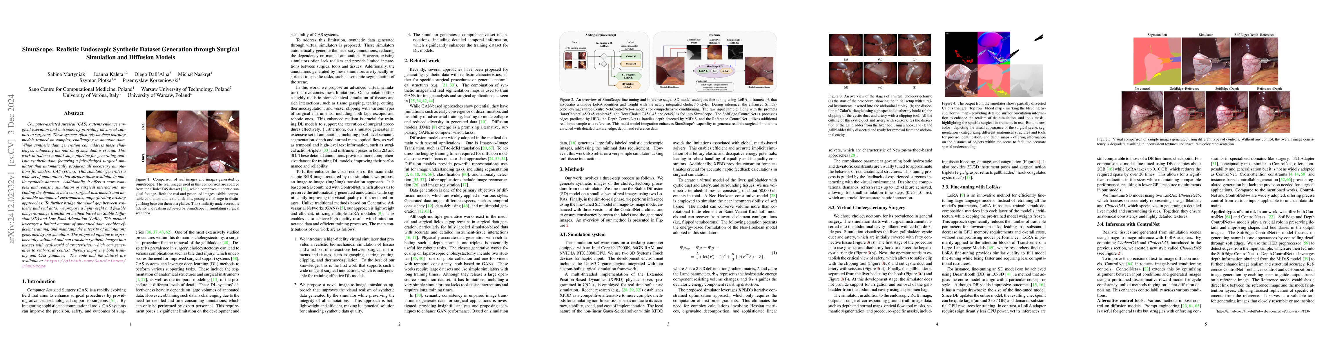 Thumbnail for SimuScope: Realistic Endoscopic Synthetic Dataset Generation through
  Surgical Simulation and Diffusion Models