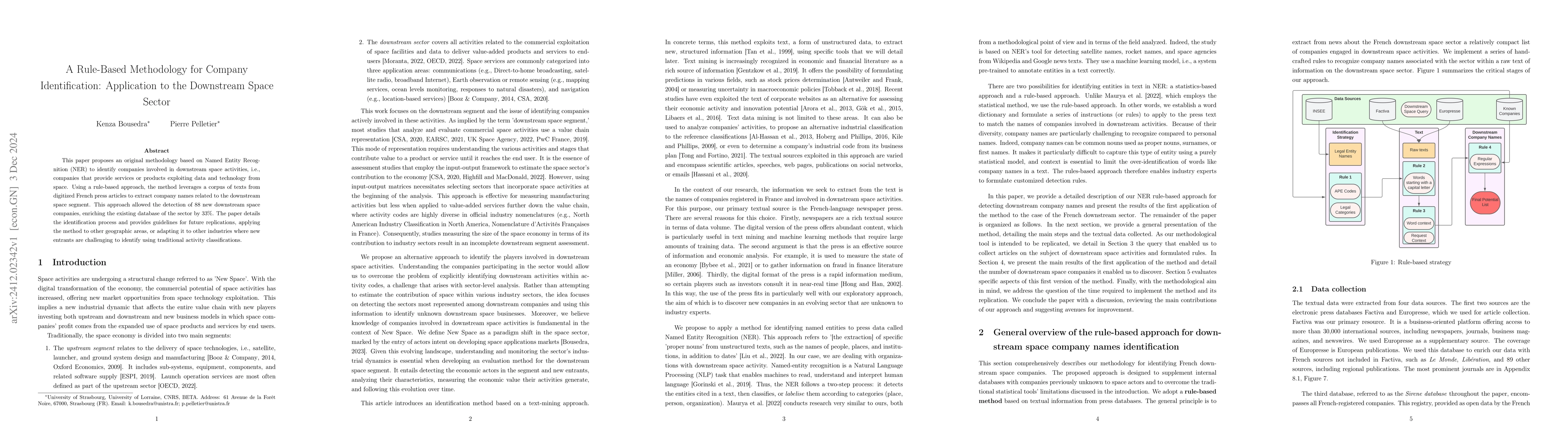 Thumbnail for A Rule-Based Methodology for Company Identification: Application to the
  Downstream Space Sector