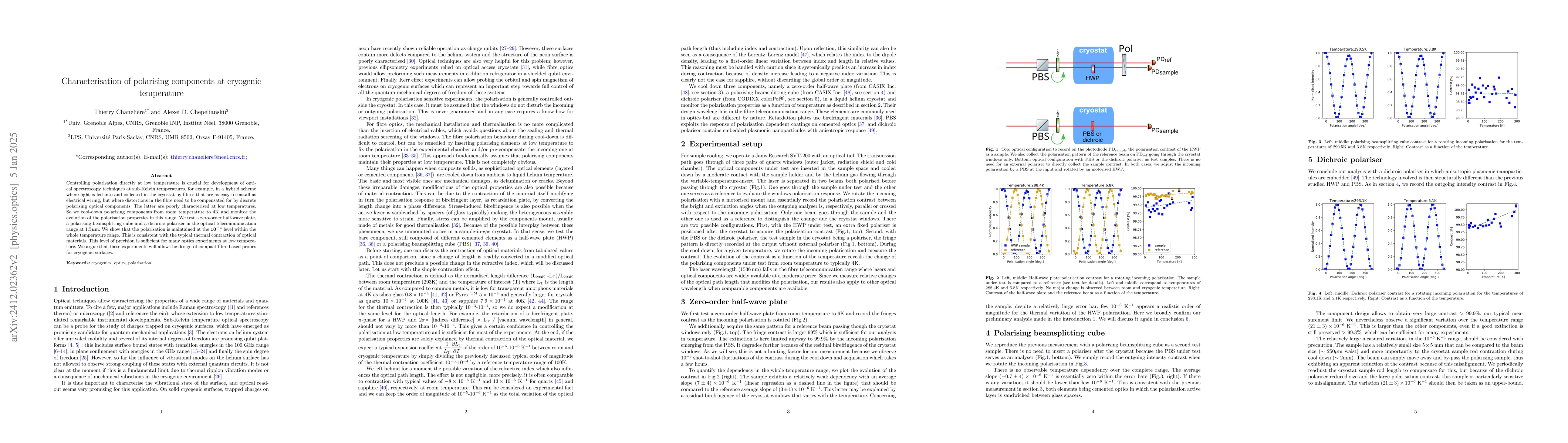 Thumbnail for Characterization of polarising components at cryogenic temperature