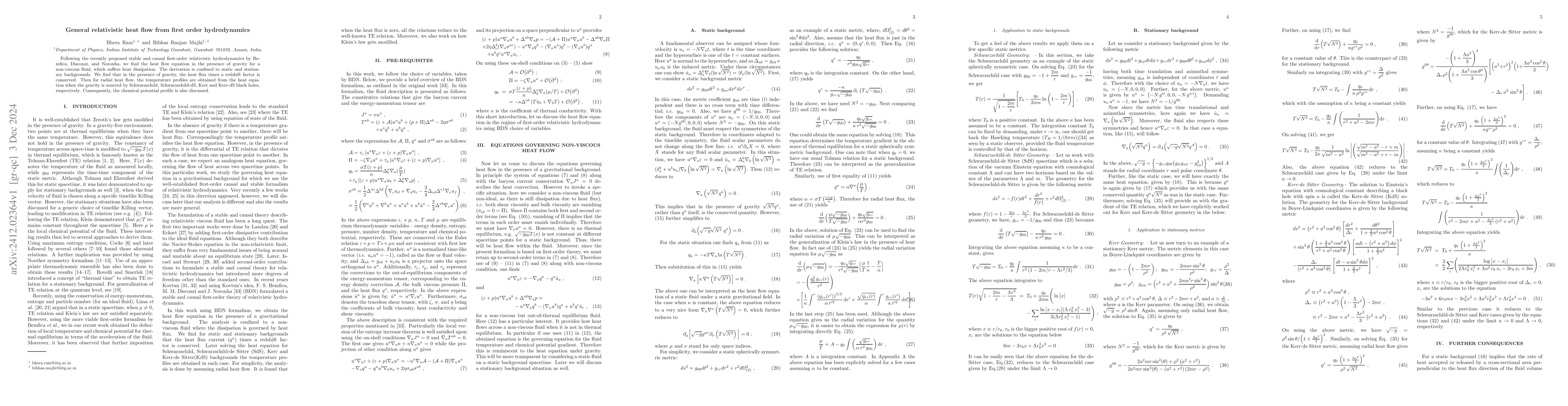 Thumbnail for General relativistic heat flow from first order hydrodynamics