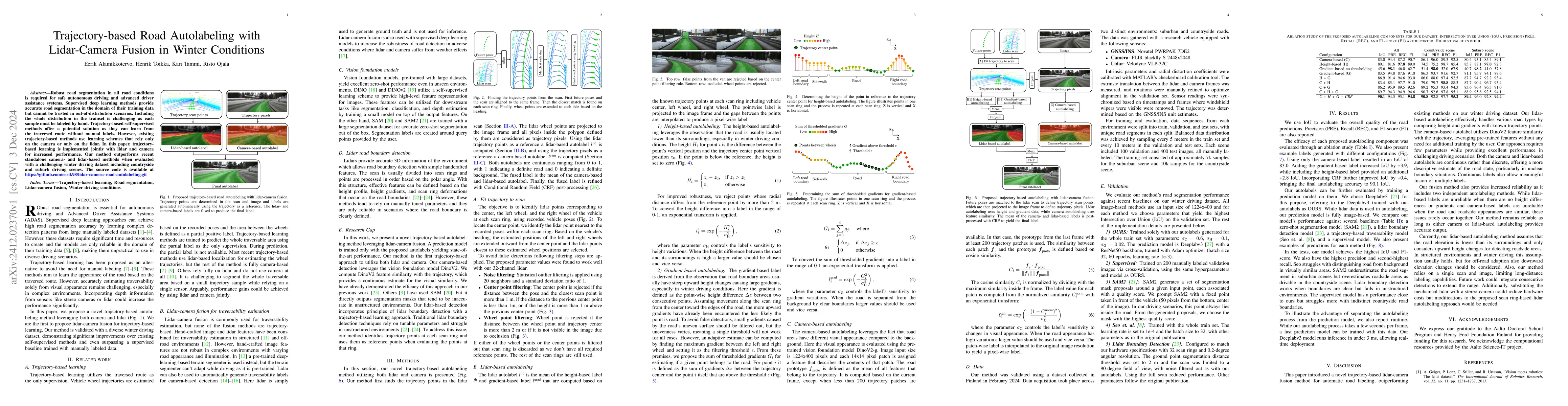 Thumbnail for Trajectory-based Road Autolabeling with Lidar-Camera Fusion in Winter
  Conditions