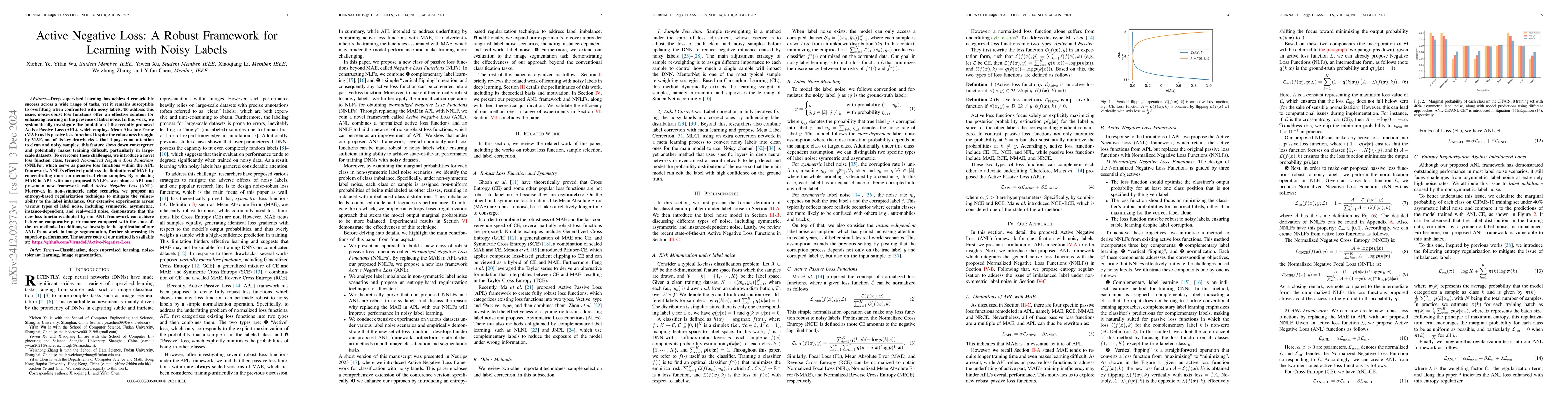 Thumbnail for Active Negative Loss: A Robust Framework for Learning with Noisy Labels