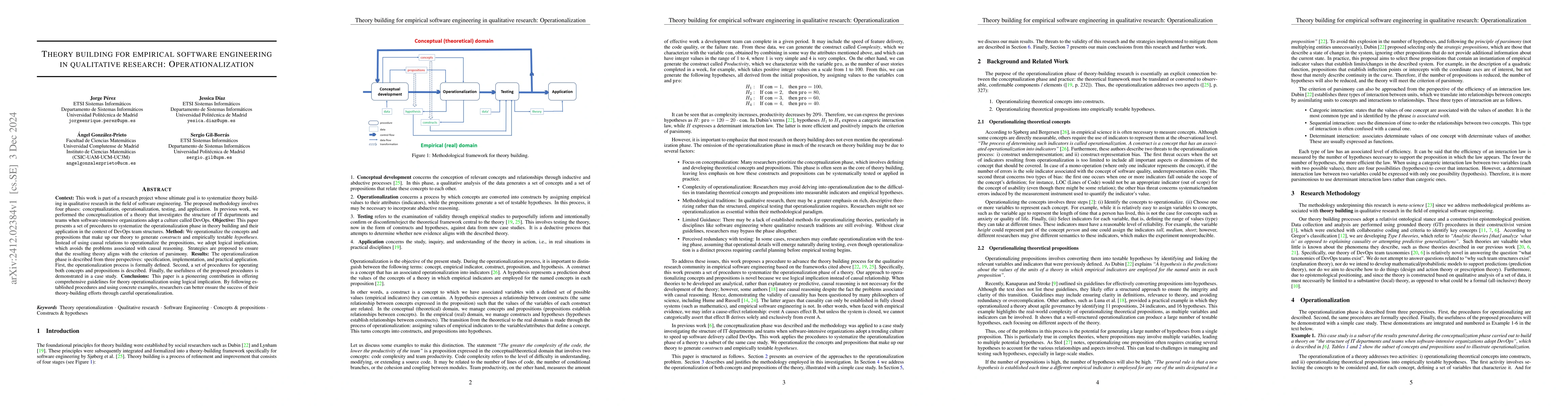 Thumbnail for Theory building for empirical software engineering in qualitative
  research: Operationalization