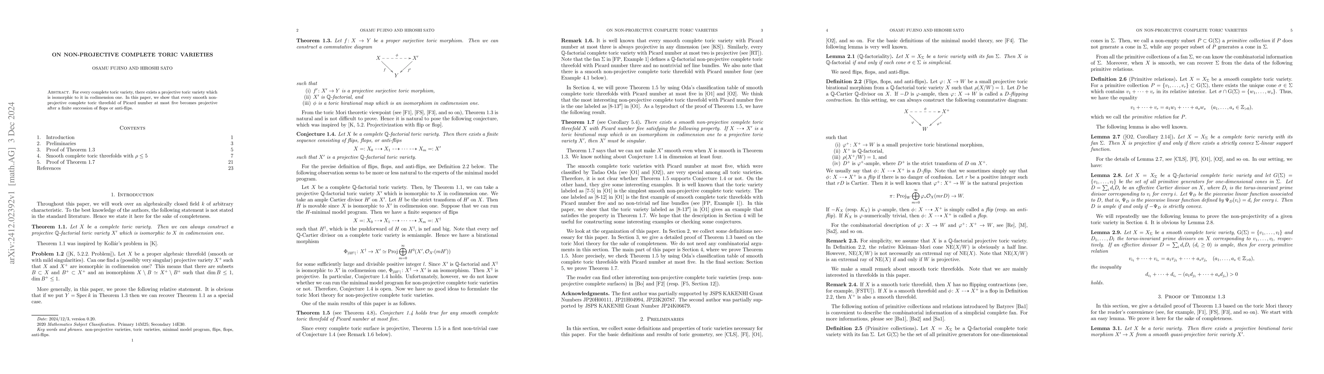 Thumbnail for On non-projective complete toric varieties
