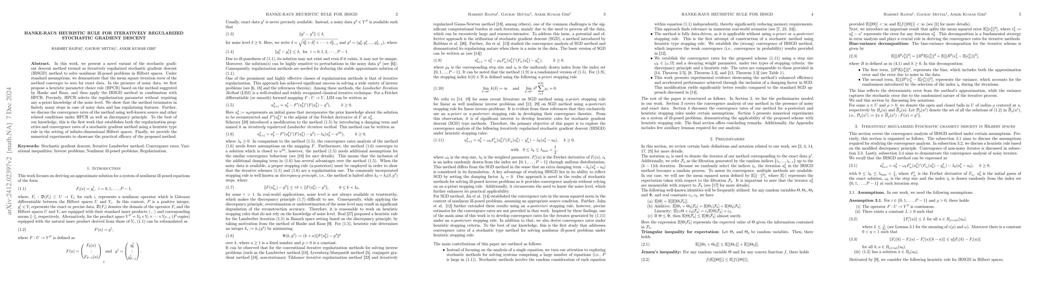 Thumbnail for Hanke-Raus heuristic rule for iteratively regularized stochastic
  gradient descent