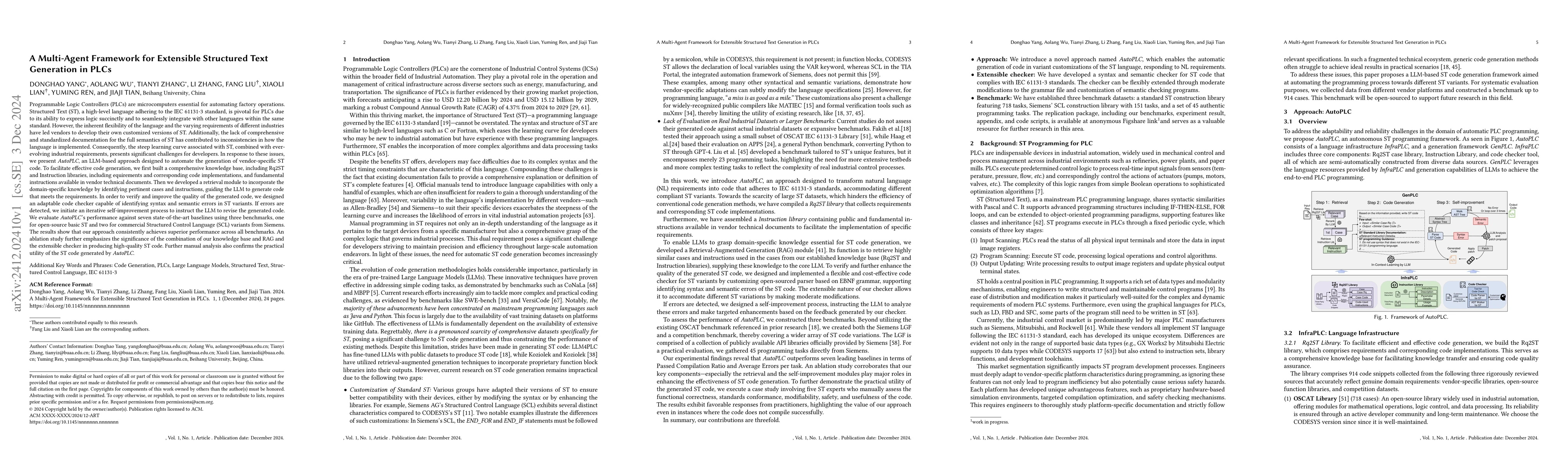 Thumbnail for A Multi-Agent Framework for Extensible Structured Text Generation in
  PLCs