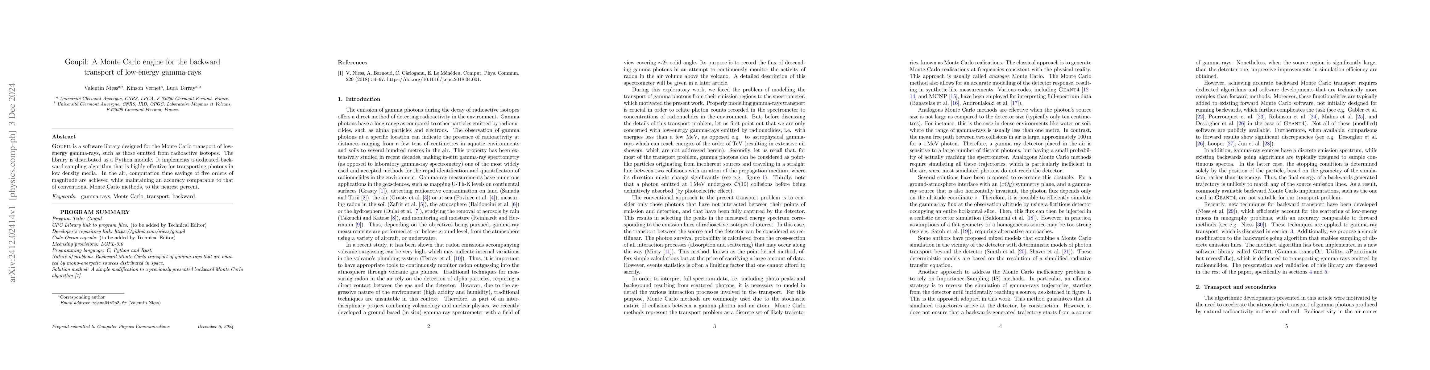 Thumbnail for Goupil: A Monte Carlo engine for the backward transport of low-energy
  gamma-rays