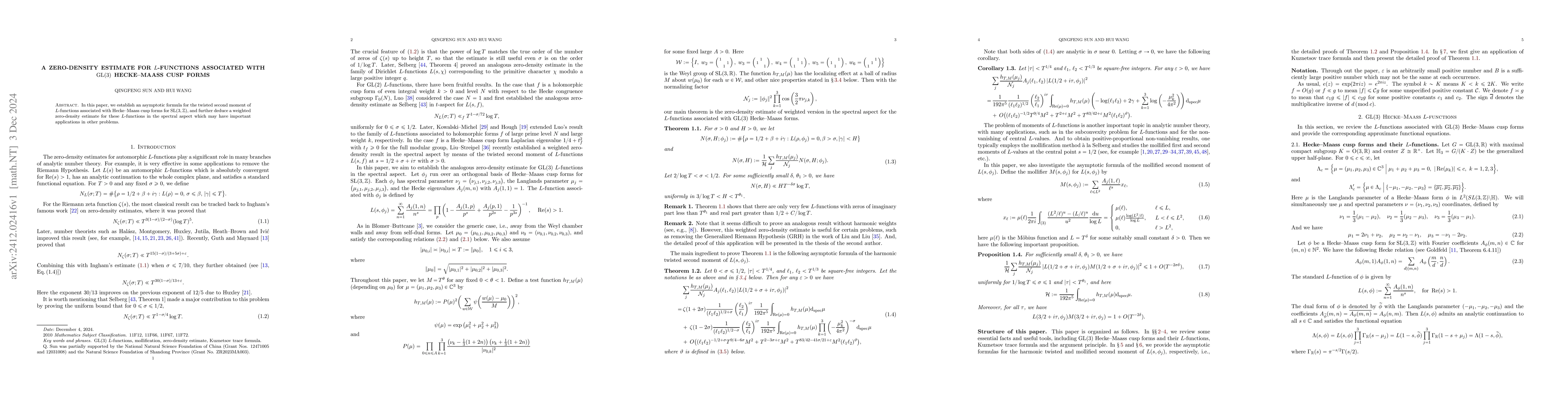 Thumbnail for A zero-density estimate for $L$-functions associated with $\rm GL(3)$
  Hecke--Maass cusp forms
