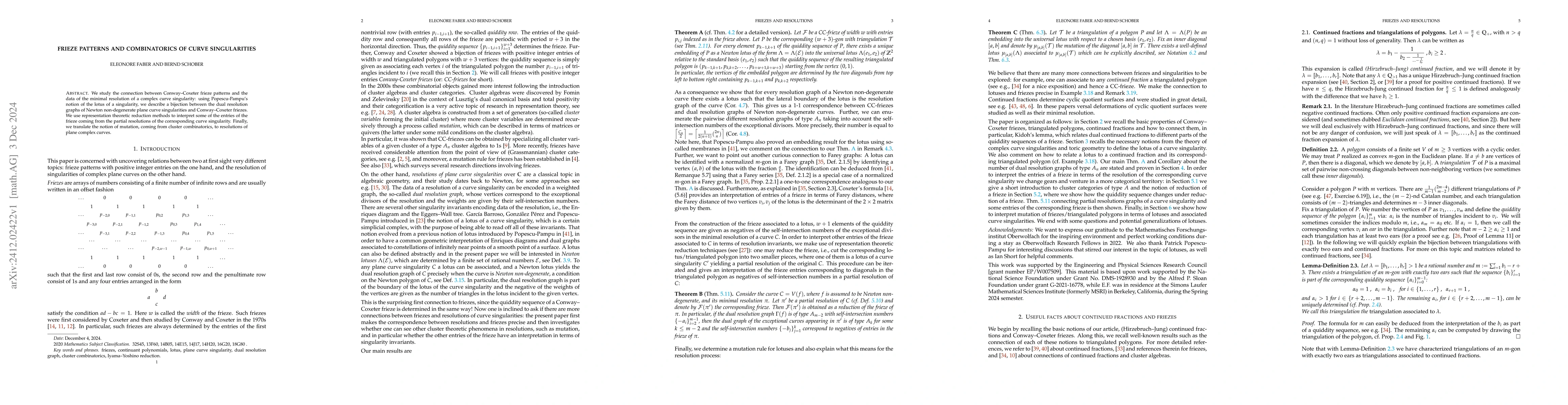 Thumbnail for Frieze patterns and combinatorics of curve singularities