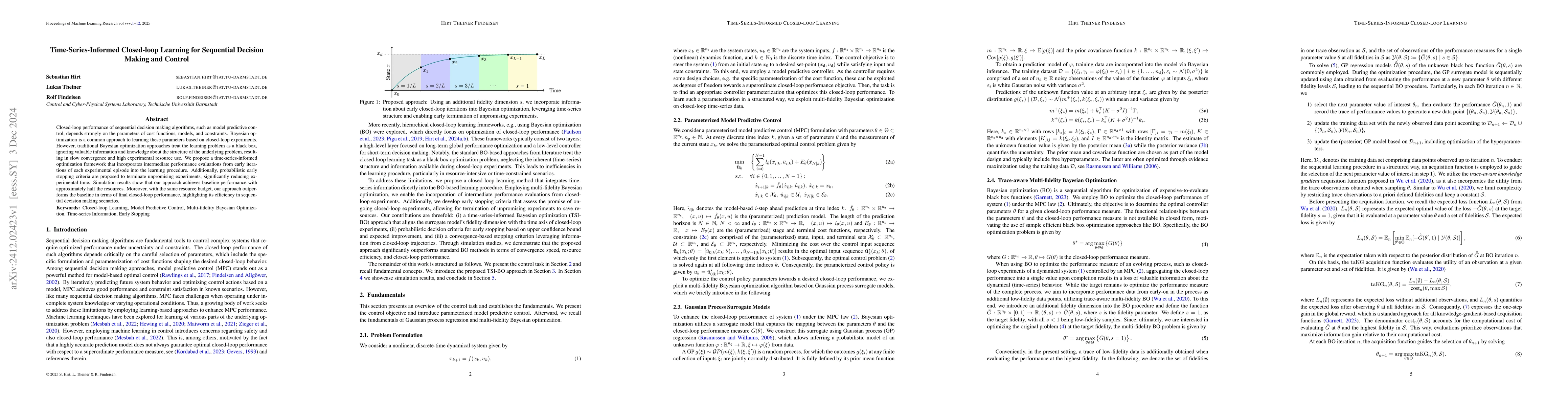 Thumbnail for Time-Series-Informed Closed-loop Learning for Sequential Decision Making
  and Control