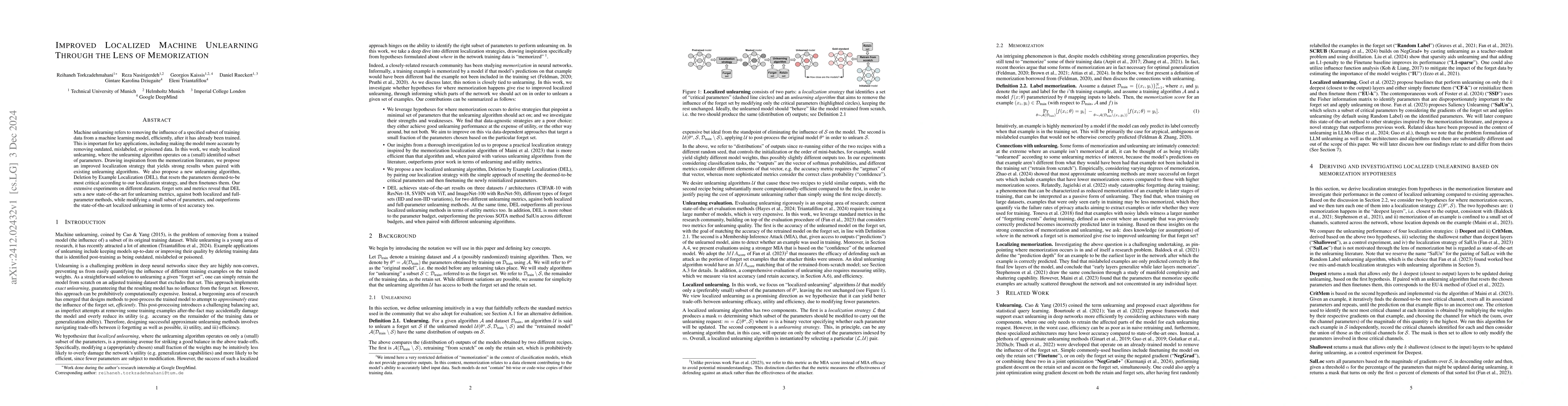 Thumbnail for Improved Localized Machine Unlearning Through the Lens of Memorization