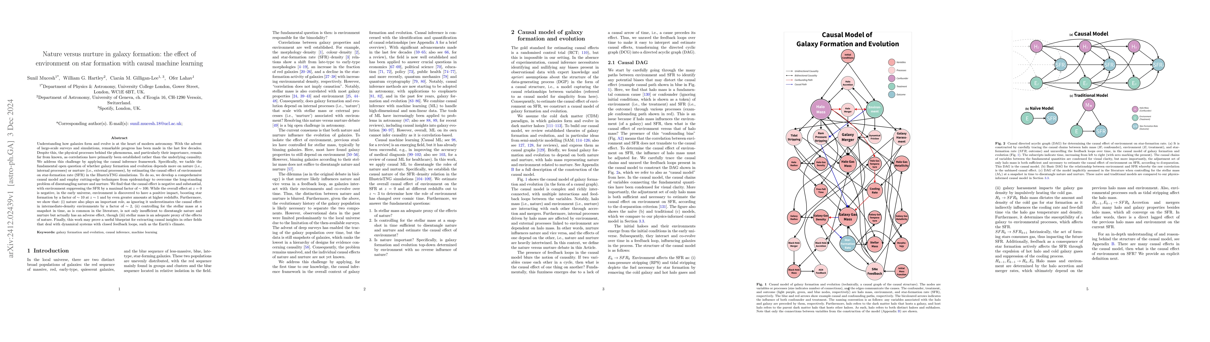 Thumbnail for Nature versus nurture in galaxy formation: the effect of environment on
  star formation with causal machine learning
