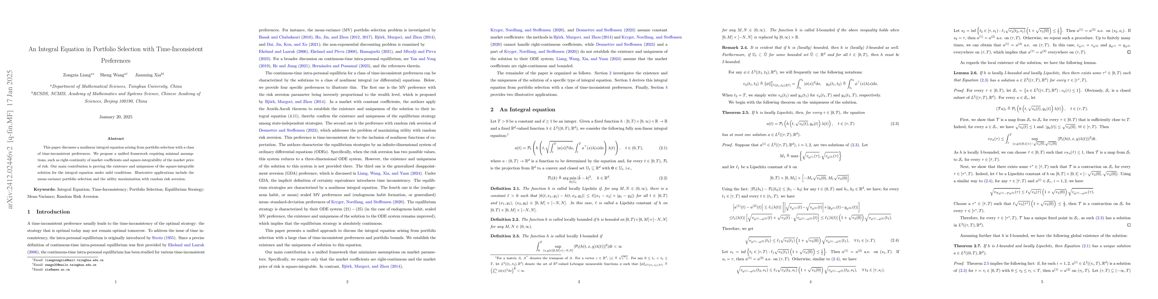 Thumbnail for An Integral Equation Arising from Time-Consistent Portfolio Selection