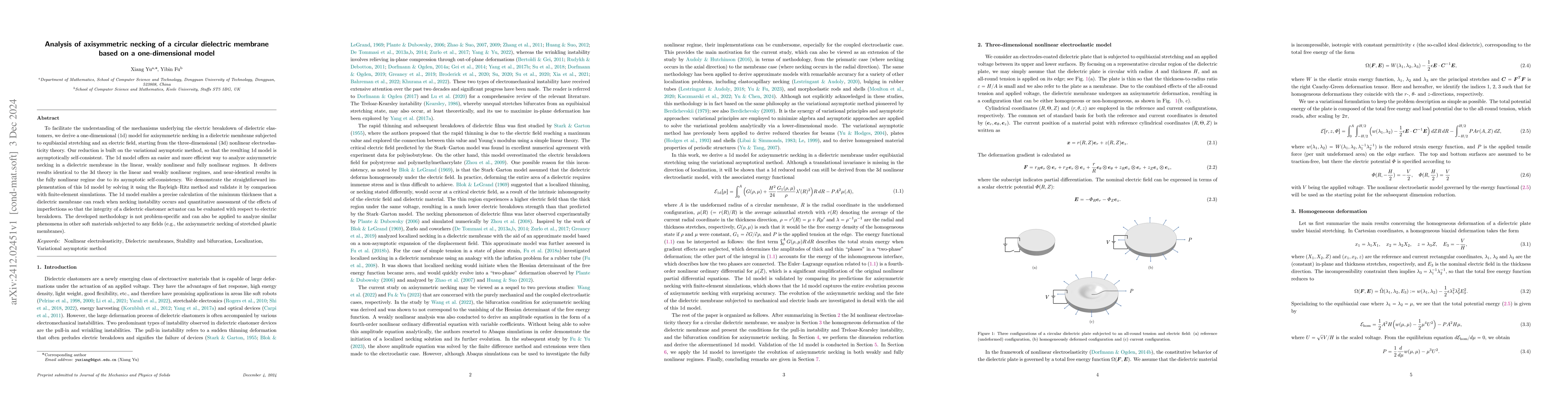 Thumbnail for Analysis of axisymmetric necking of a circular dielectric membrane based
  on a one-dimensional model