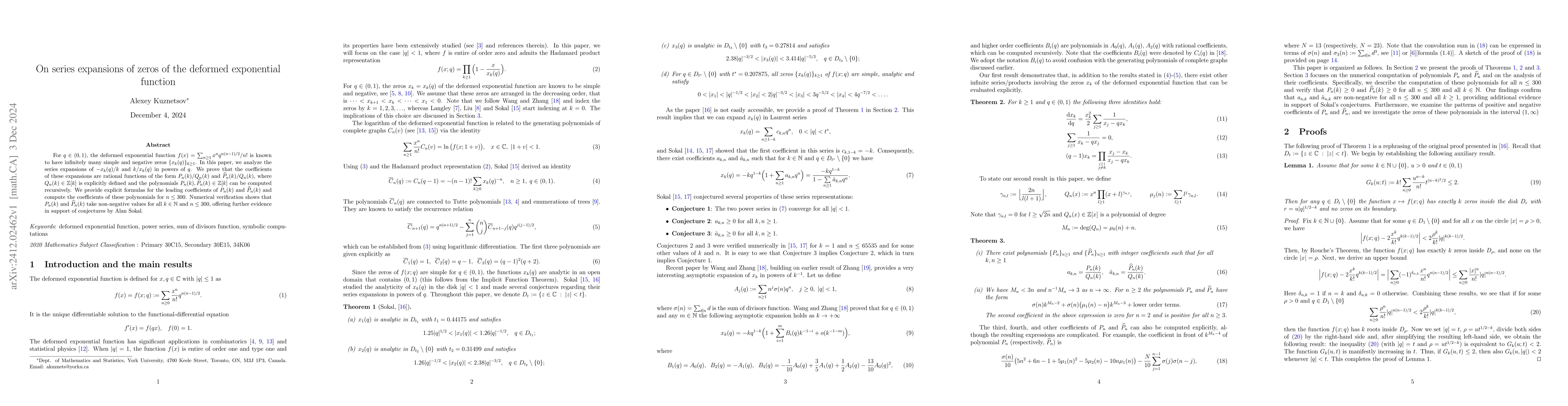 Thumbnail for On series expansions of zeros of the deformed exponential function
