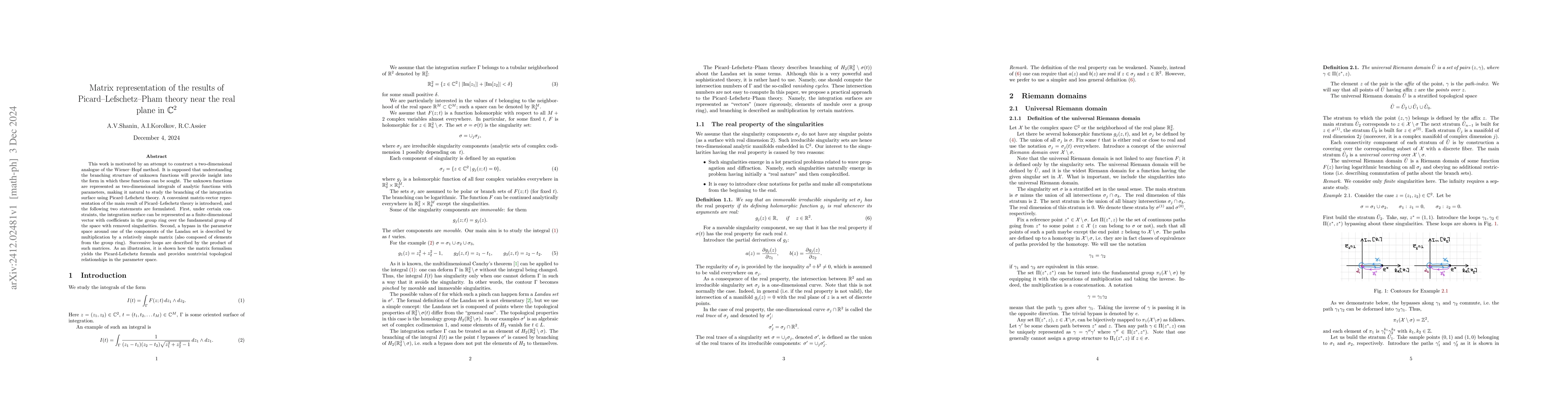 Thumbnail for Matrix representation of the results of Picard--Lefschetz--Pham theory
  near the real plane in $\mathbb{C}^2$