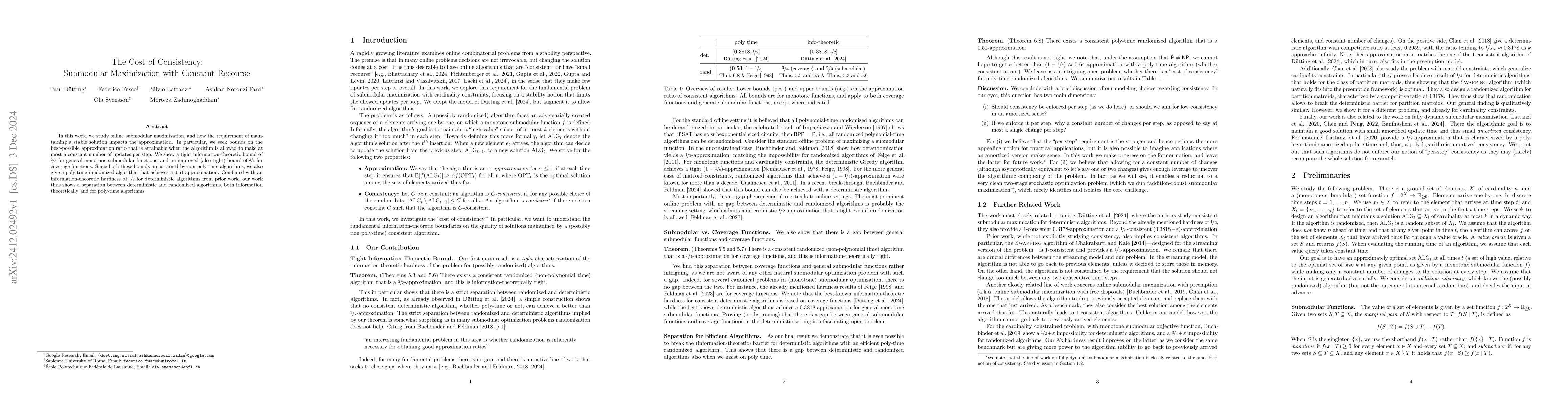 Thumbnail for The Cost of Consistency: Submodular Maximization with Constant Recourse