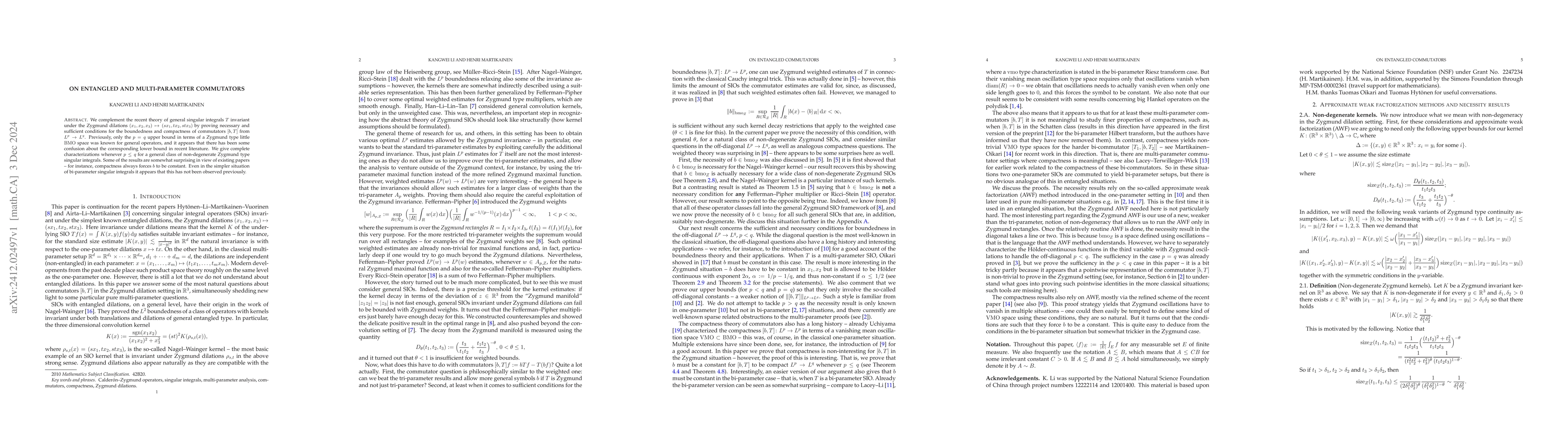 Thumbnail for On entangled and multi-parameter commutators