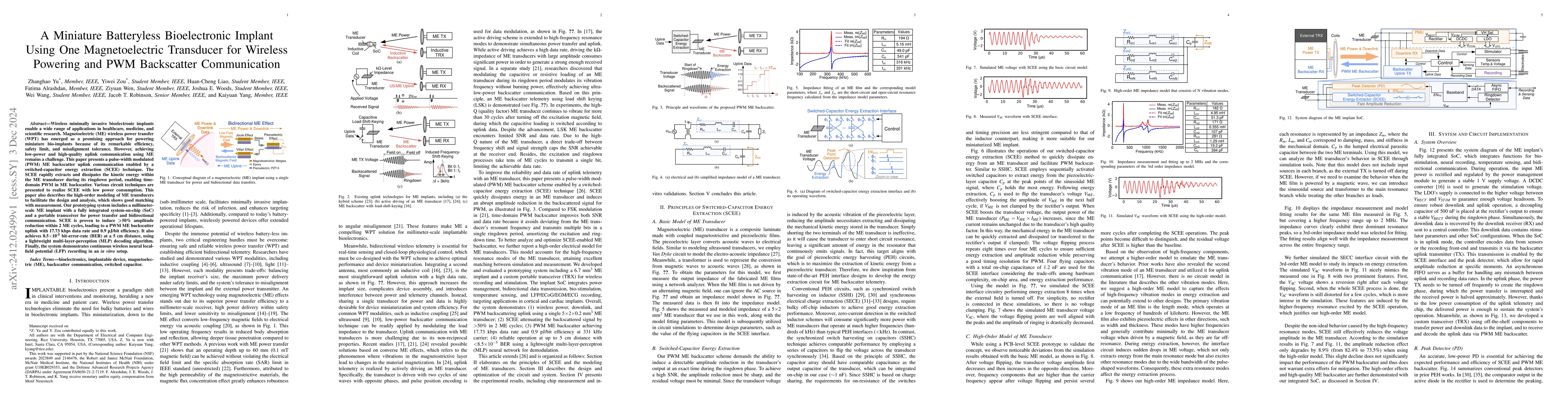 Thumbnail for A Miniature Batteryless Bioelectronic Implant Using One Magnetoelectric
  Transducer for Wireless Powering and PWM Backscatter Communication