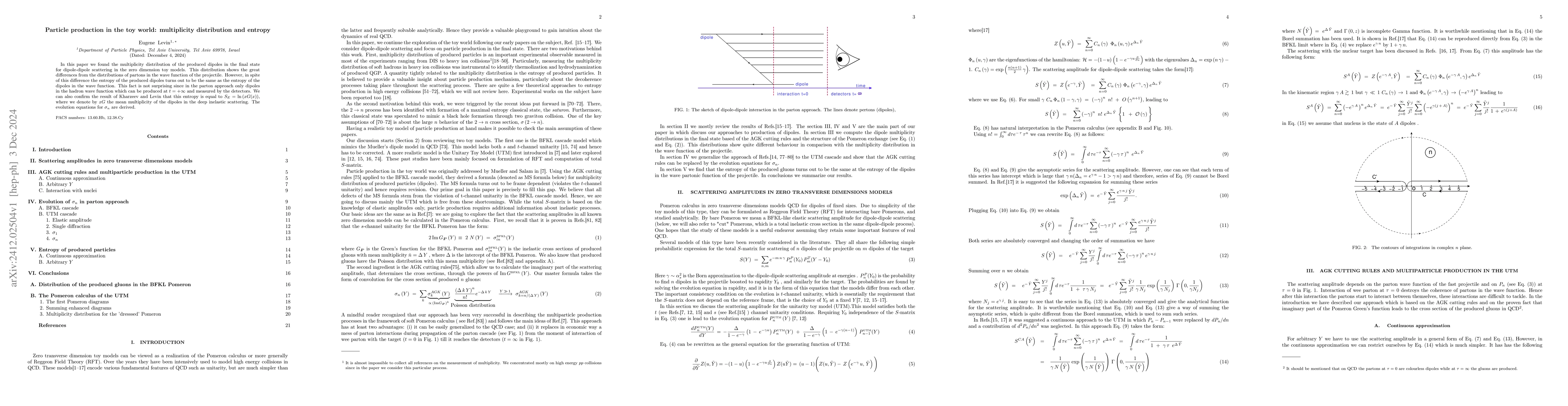 Thumbnail for Particle production in the toy world: multiplicity distribution and
  entropy