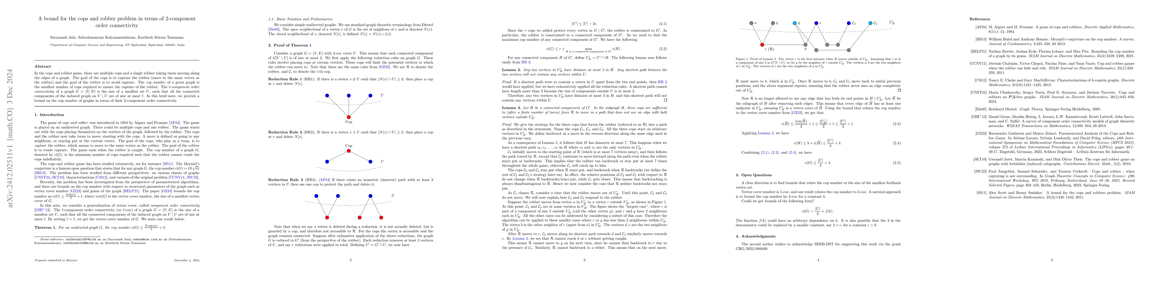Thumbnail for A bound for the cops and robber problem in terms of 2-component order
  connectivity