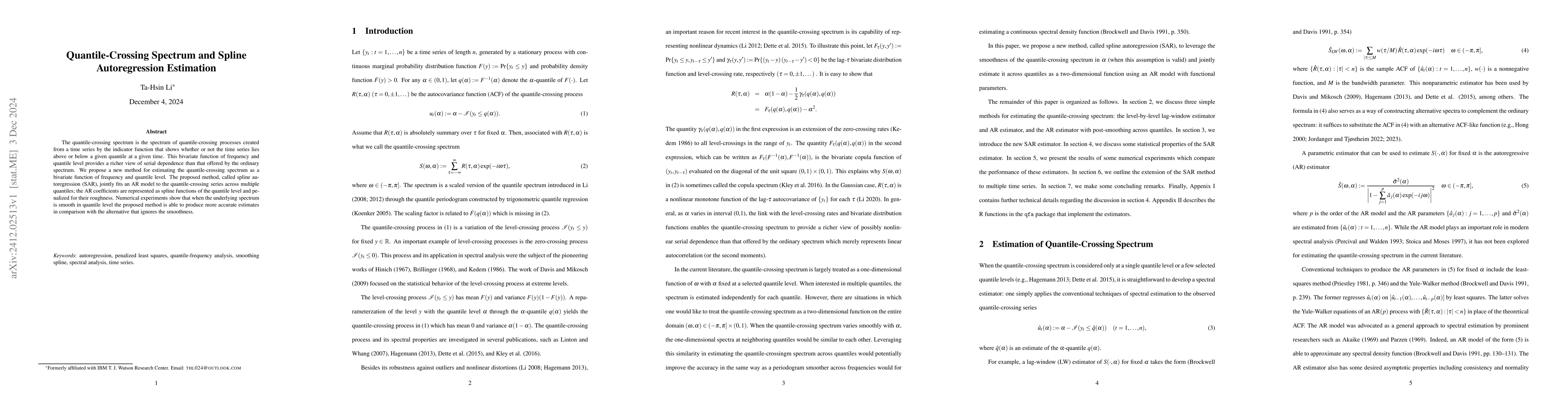 Thumbnail for Quantile-Crossing Spectrum and Spline Autoregression Estimation