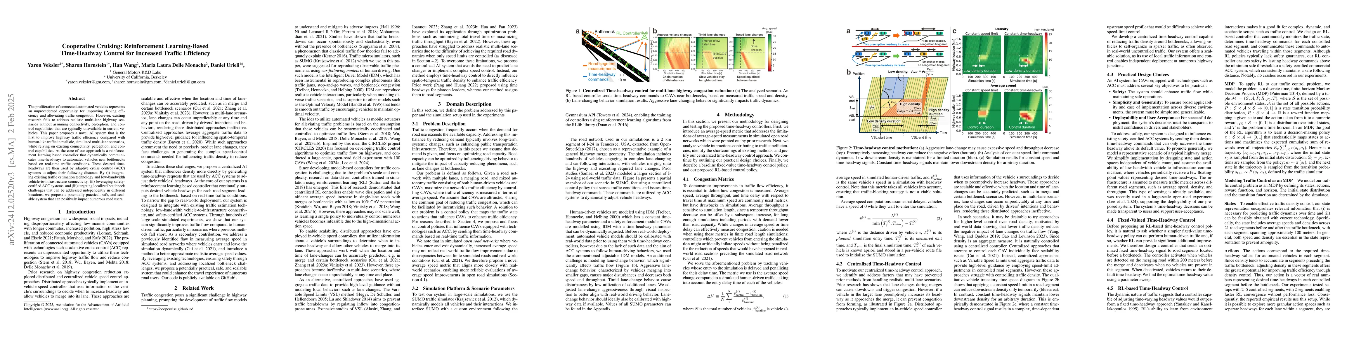 Thumbnail for Cooperative Cruising: Reinforcement Learning based Time-Headway Control
  for Increased Traffic Efficiency