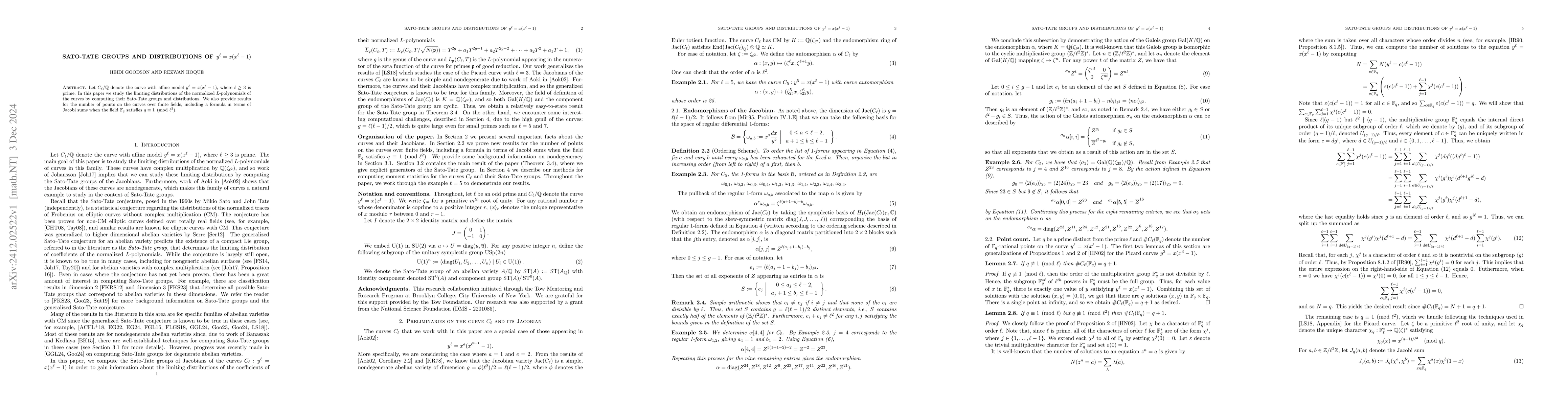 Thumbnail for Sato-Tate Groups and Distributions of $y^\ell=x(x^\ell-1)$