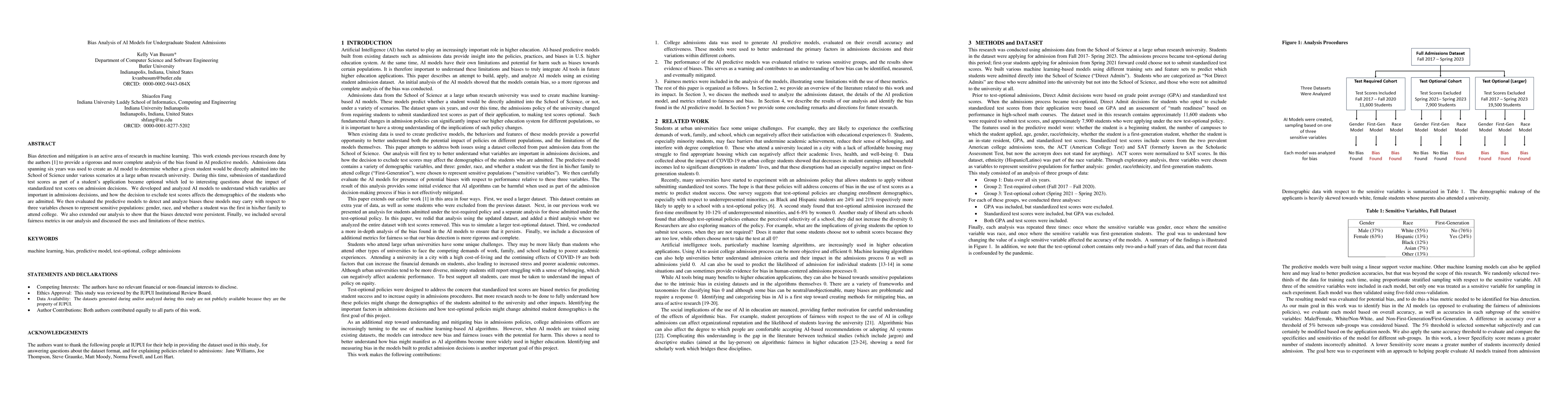 Thumbnail for Bias Analysis of AI Models for Undergraduate Student Admissions