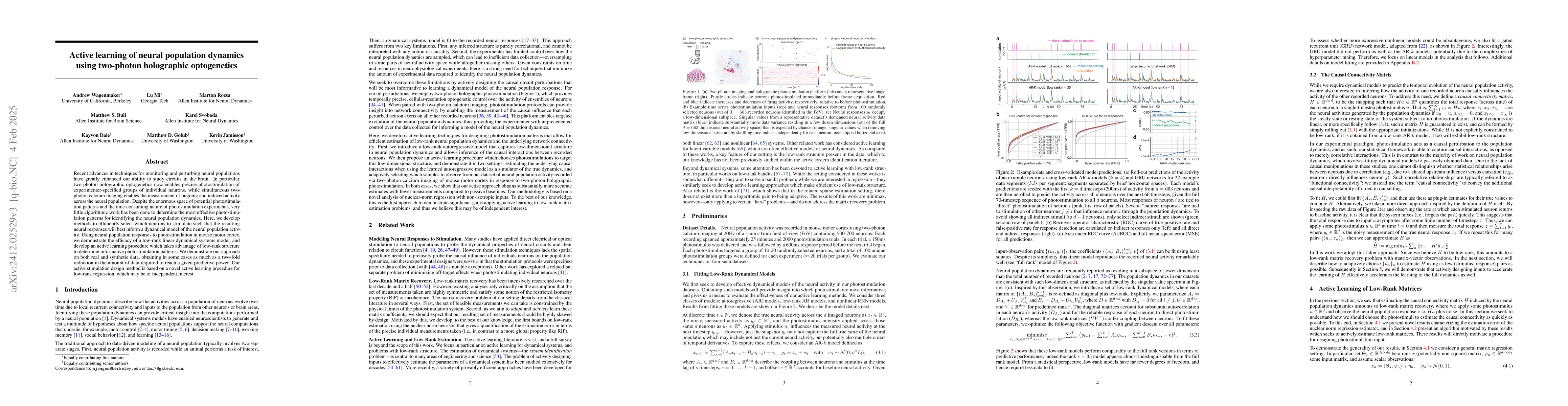 Thumbnail for Active learning of neural population dynamics using two-photon
  holographic optogenetics