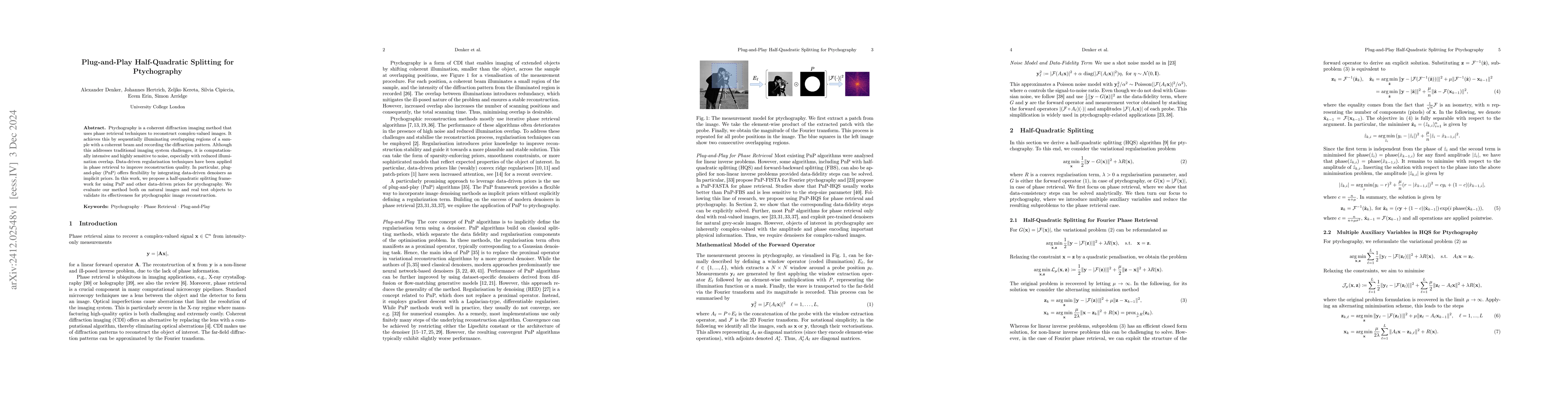 Thumbnail for Plug-and-Play Half-Quadratic Splitting for Ptychography