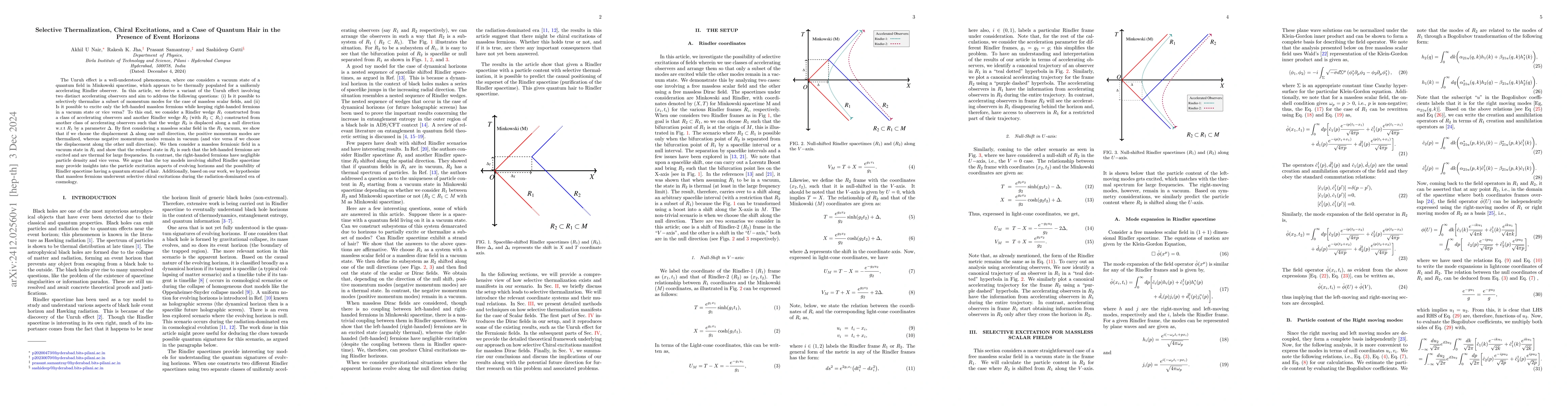 Thumbnail for Selective Thermalization, Chiral Excitations, and a Case of Quantum Hair
  in the Presence of Event Horizons