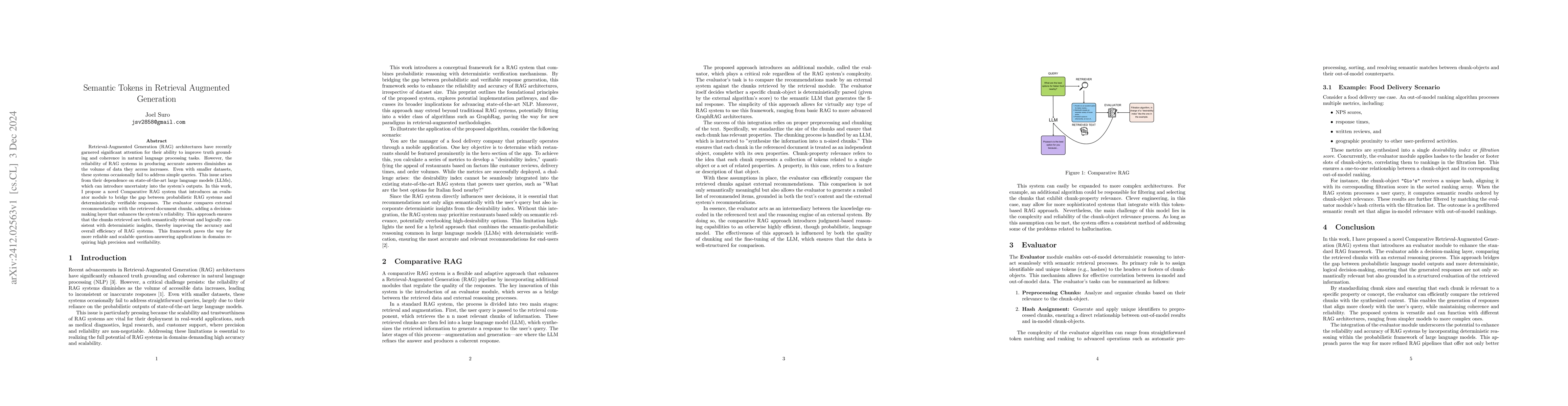 Thumbnail for Semantic Tokens in Retrieval Augmented Generation