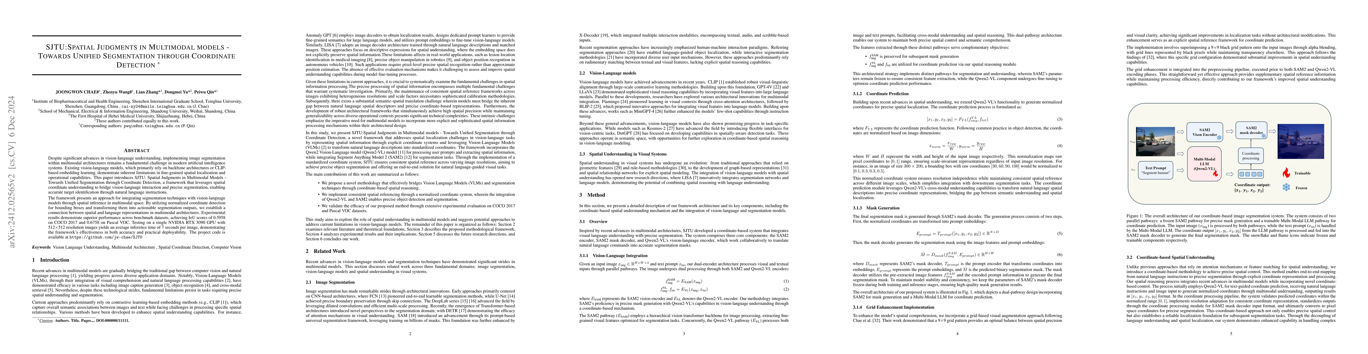 Thumbnail for SJTU:Spatial judgments in multimodal models towards unified segmentation
  through coordinate detection