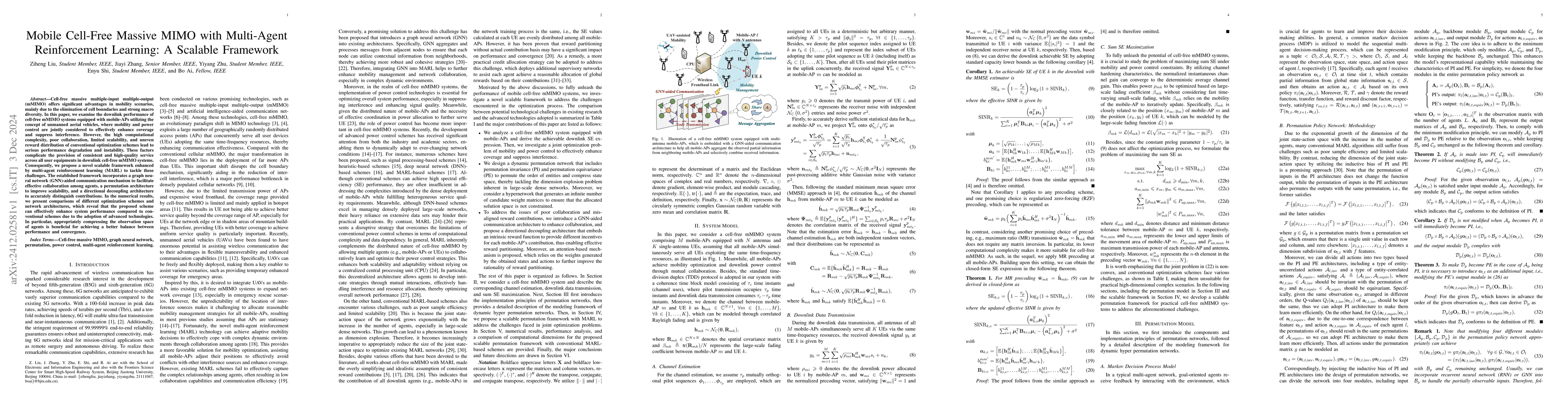 Thumbnail for Mobile Cell-Free Massive MIMO with Multi-Agent Reinforcement Learning: A
  Scalable Framework