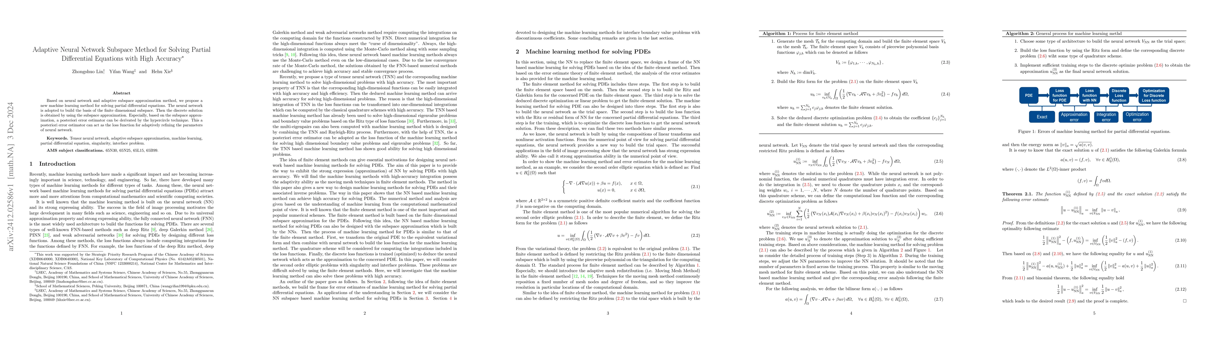 Thumbnail for Adaptive Neural Network Subspace Method for Solving Partial Differential
  Equations with High Accuracy