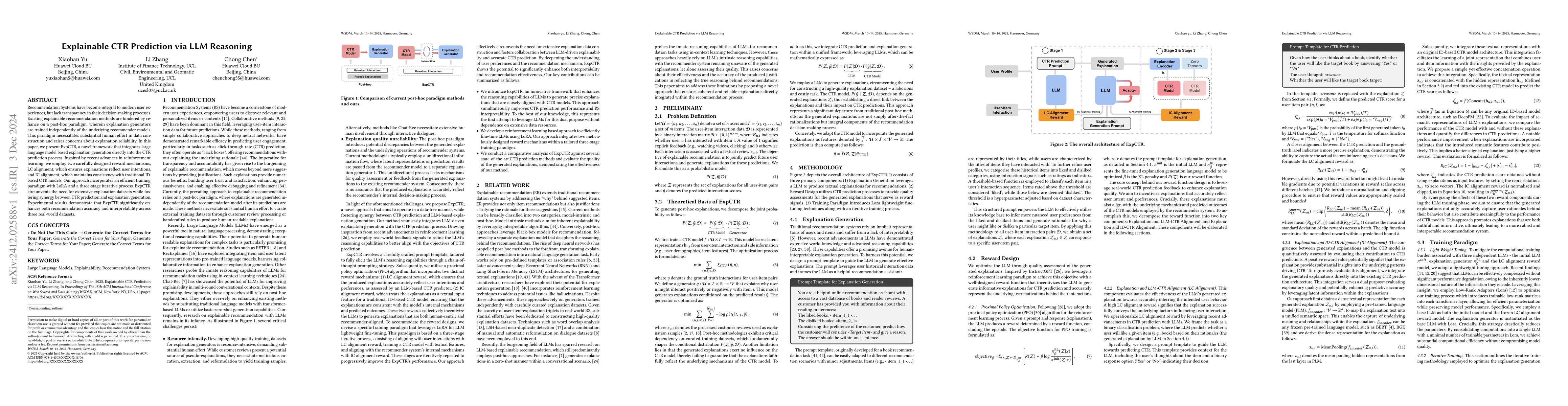 Thumbnail for Explainable CTR Prediction via LLM Reasoning