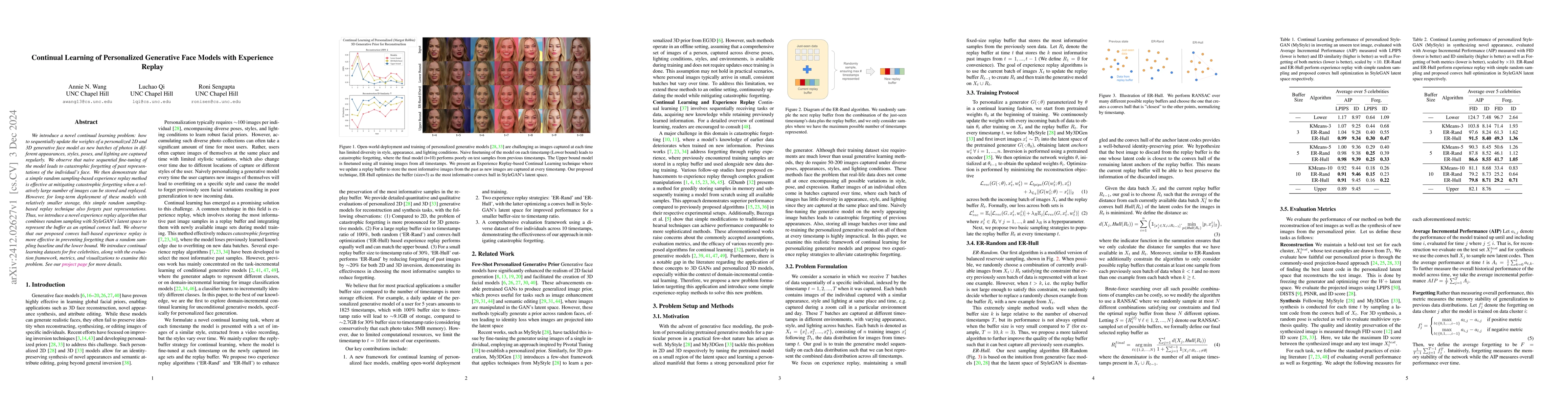 Thumbnail for Continual Learning of Personalized Generative Face Models with
  Experience Replay