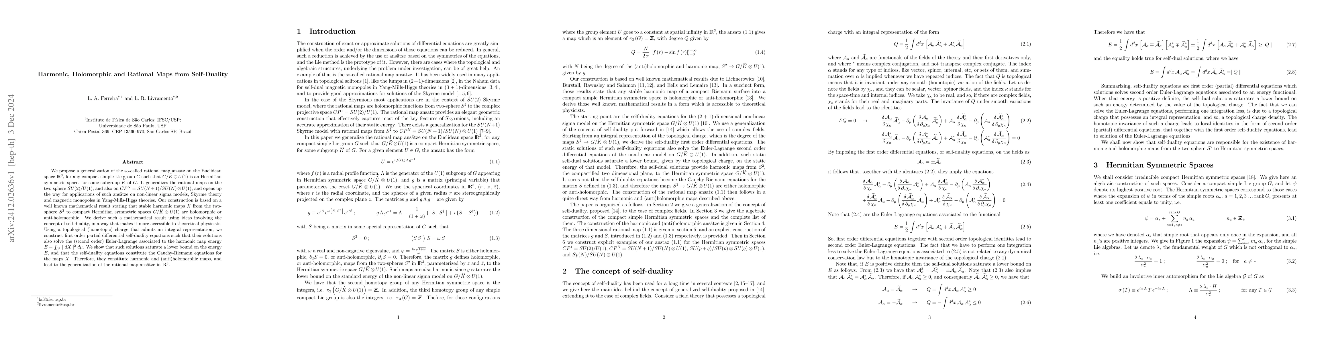 Thumbnail for Harmonic, Holomorphic and Rational Maps from Self-Duality