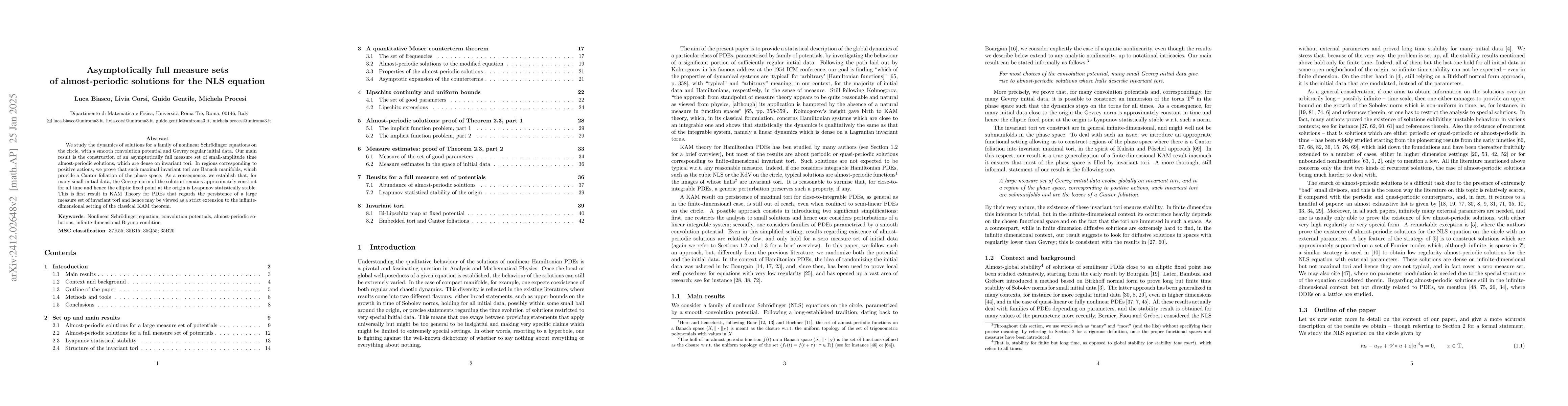 Thumbnail for Asymptically full measure sets of almost-periodic solutions for the NLS
  equation
